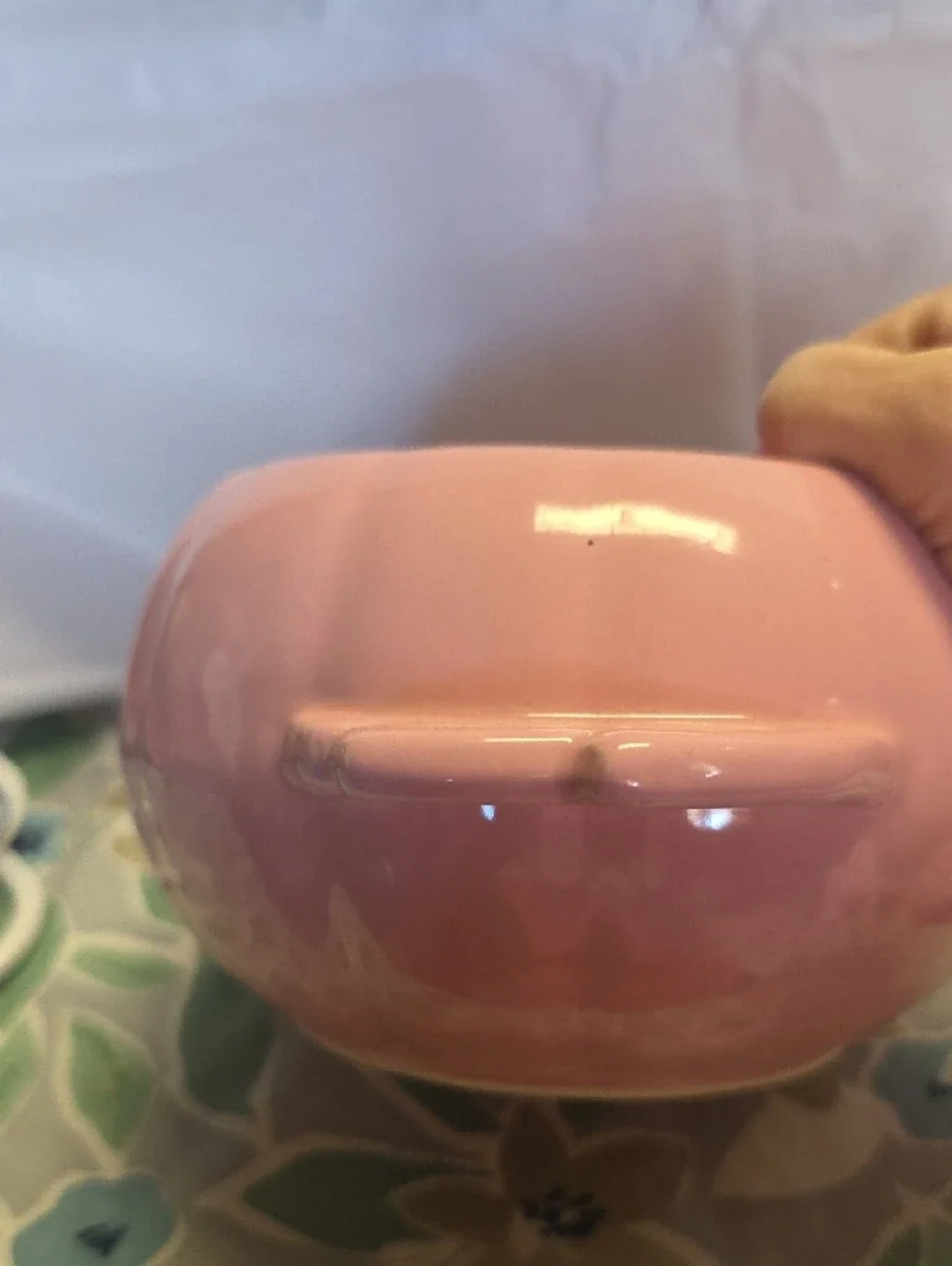 Vintage Hoenig Of California Pink Ceramic Lidded  Jar with Gray Handle